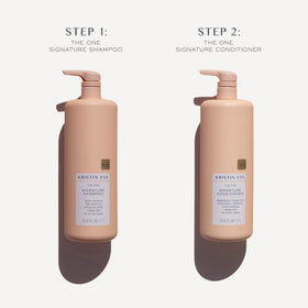 Kristin Ess conditioner pouring texture highlighting lightweight hydration