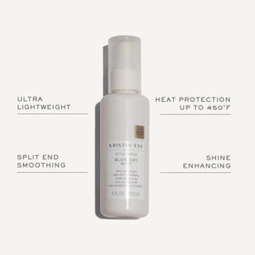 Kristin Ess spray nozzle in action delivering even heat protection mist