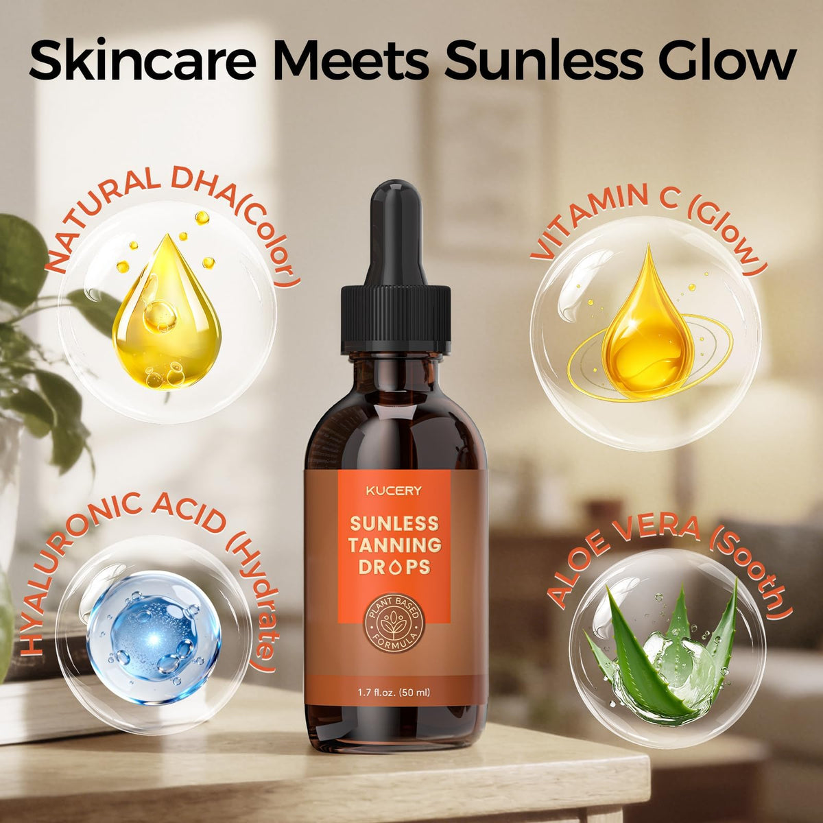 KUCERY botanical ingredients flatlay conveying plant-based formulation benefit