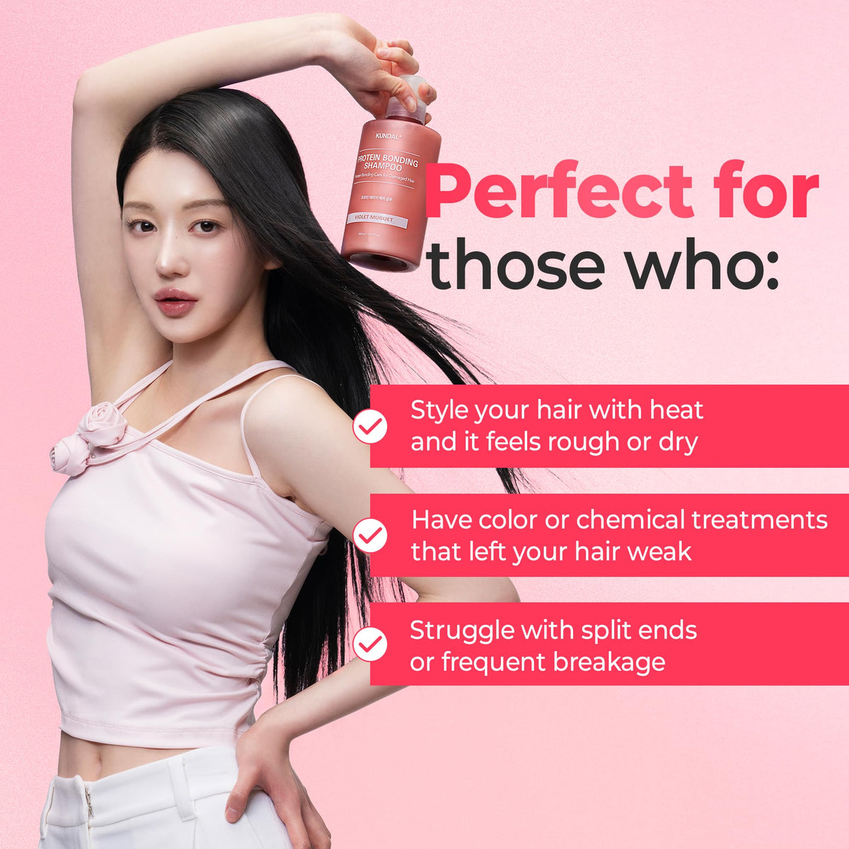 KUNDAL after use smooth hair showing improved shine and manageability