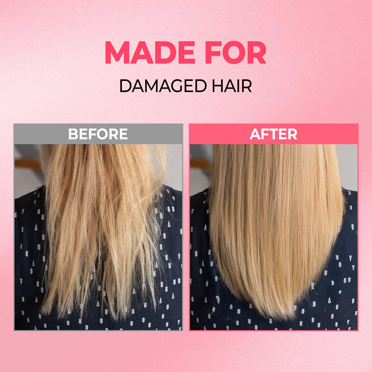 KUNDAL applied to damp hair mid-lengths demonstrating easier styling