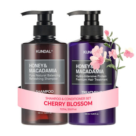 KUNDAL front packaging showing elegant cherry blossom scent and volumized benefit