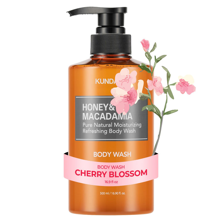 KUNDAL bottle front view showing cherry blossom scent and hydrating benefit