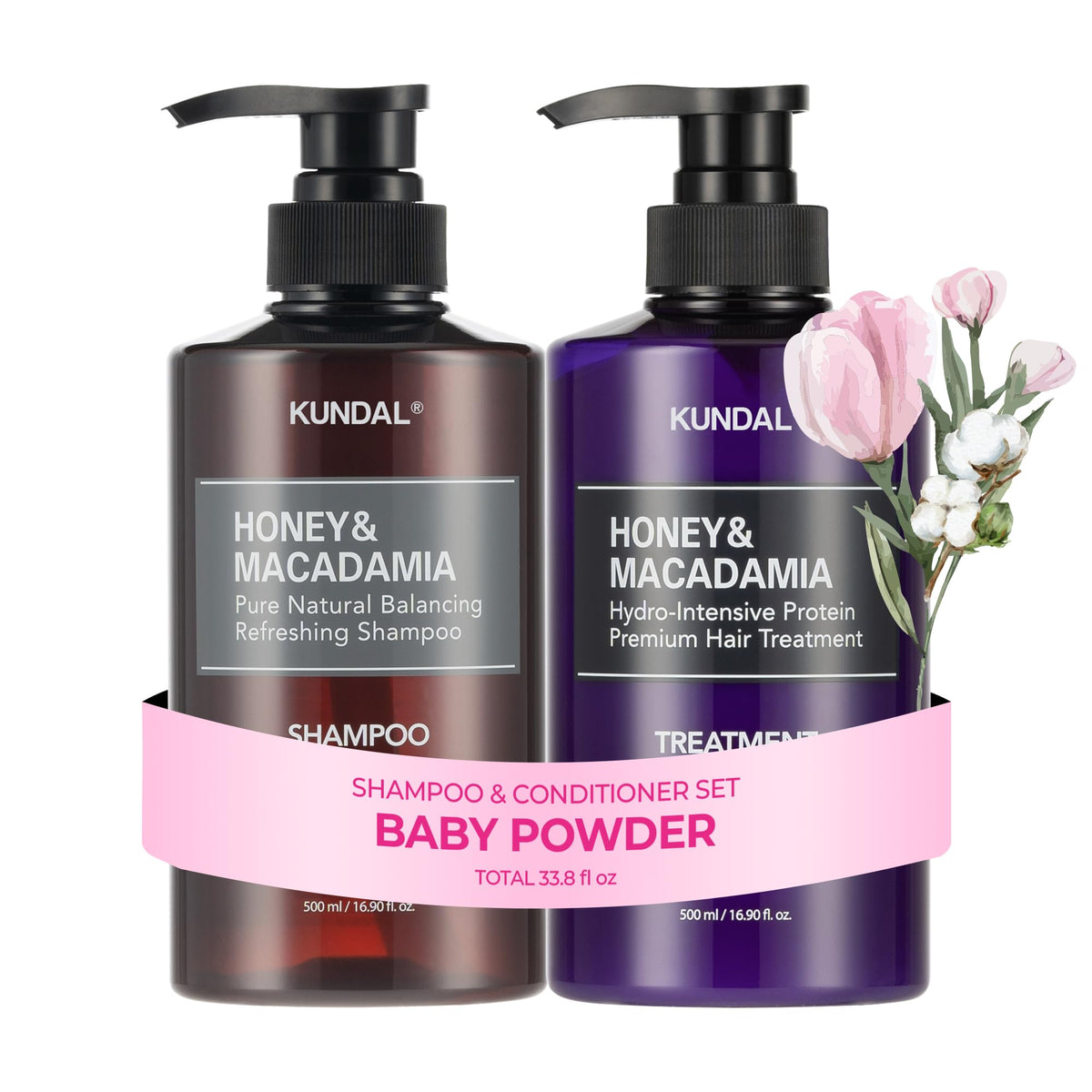 KUNDAL front packaging showing duo set and baby powder scent benefit