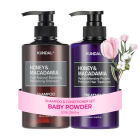 KUNDAL front packaging showing duo set and baby powder scent benefit