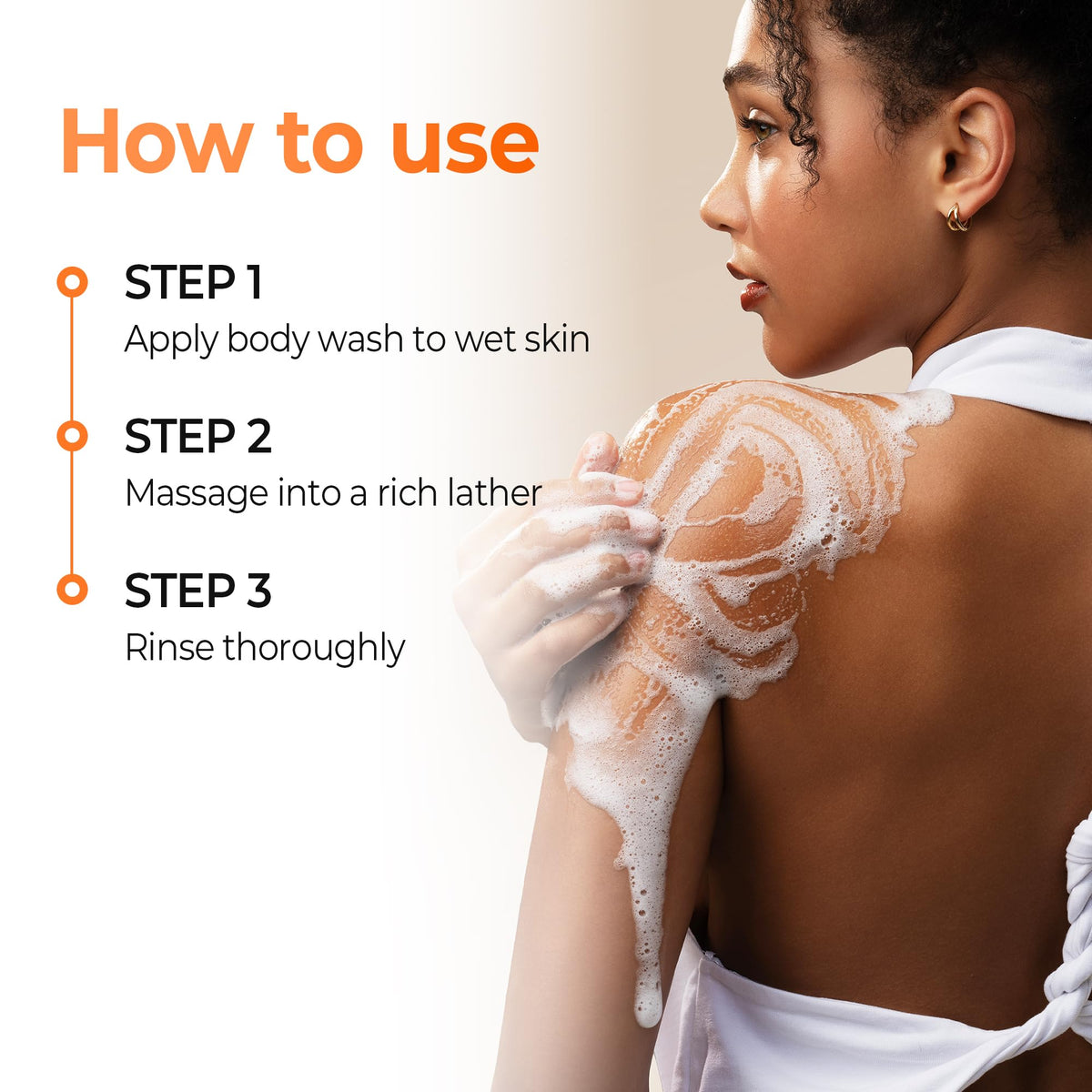 KUNDAL body wash lathered on arm showing hydrating cleansing benefit