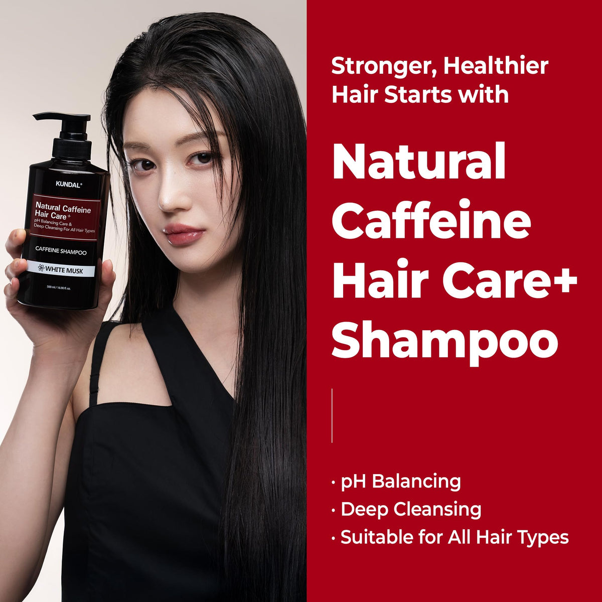 KUNDAL shampoo in shower demonstrating cooling menthol refresh and revitalized scalp