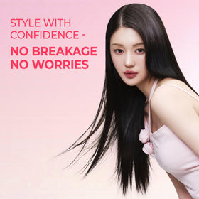 KUNDAL used during flat iron styling to shield hair from heat damage