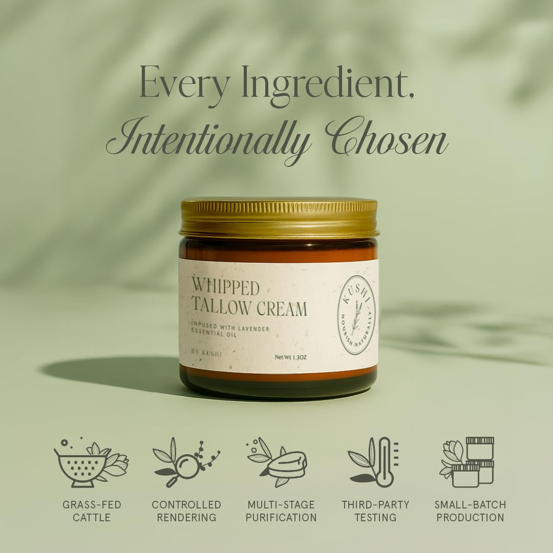 KUSHI ingredient bowl of grass-fed tallow highlighting natural, nutrient-rich base
