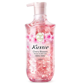 Kustie front packaging bottle showing petals and clear gel for attractive shelf appeal