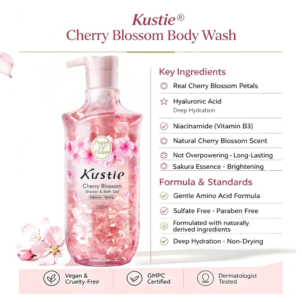 Kustie ingredients display with argan and rose oil illustrating moisturizing benefits