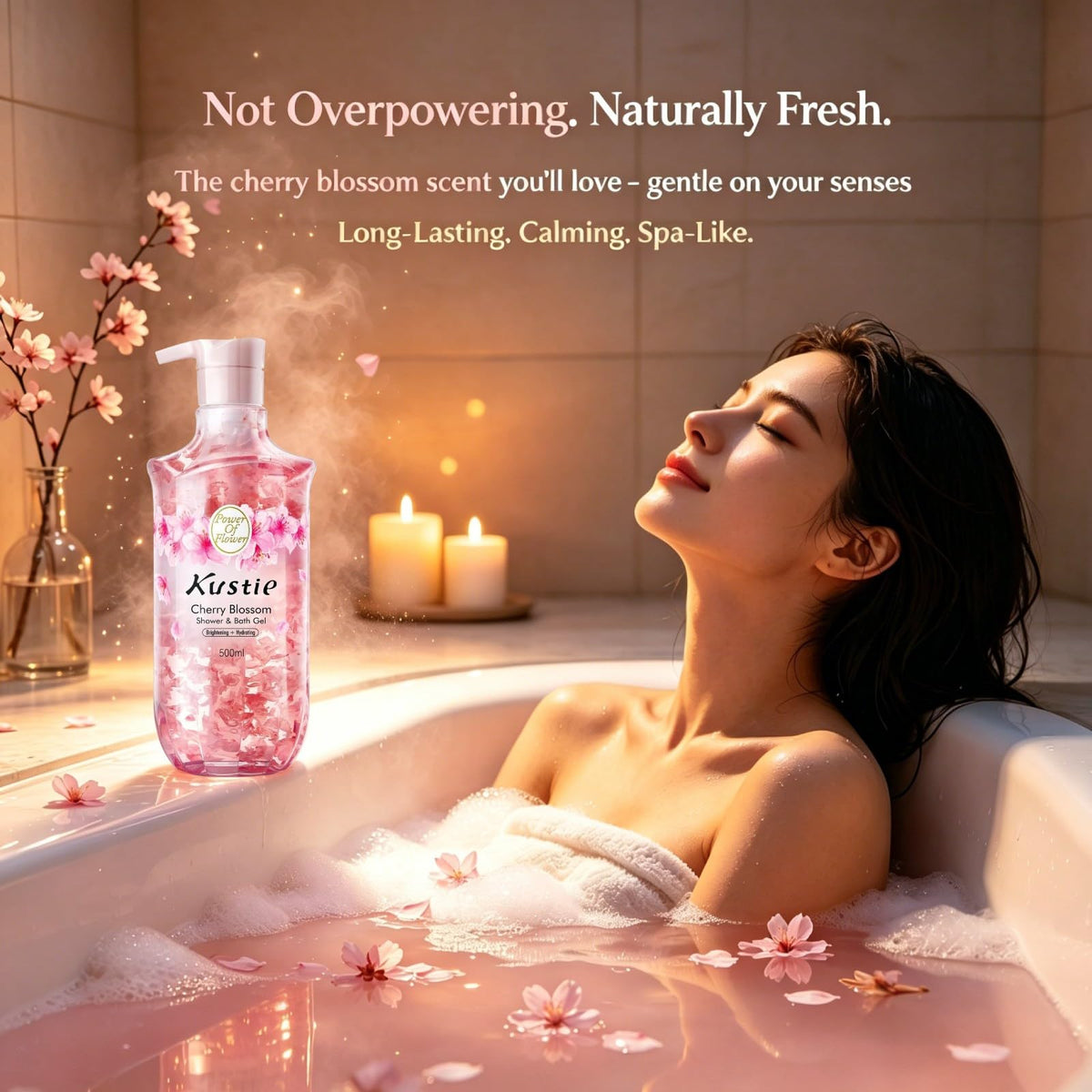 Kustie rich lather foam texture demonstrating creamy clean without drying skin