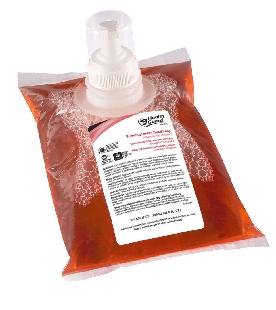 Kutol front label on pink foaming soap refill showing brand and scent benefit