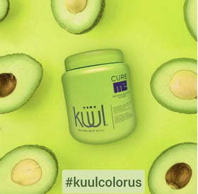 Kuul Cure Me in-salon application on damp hair demonstrating restorative results