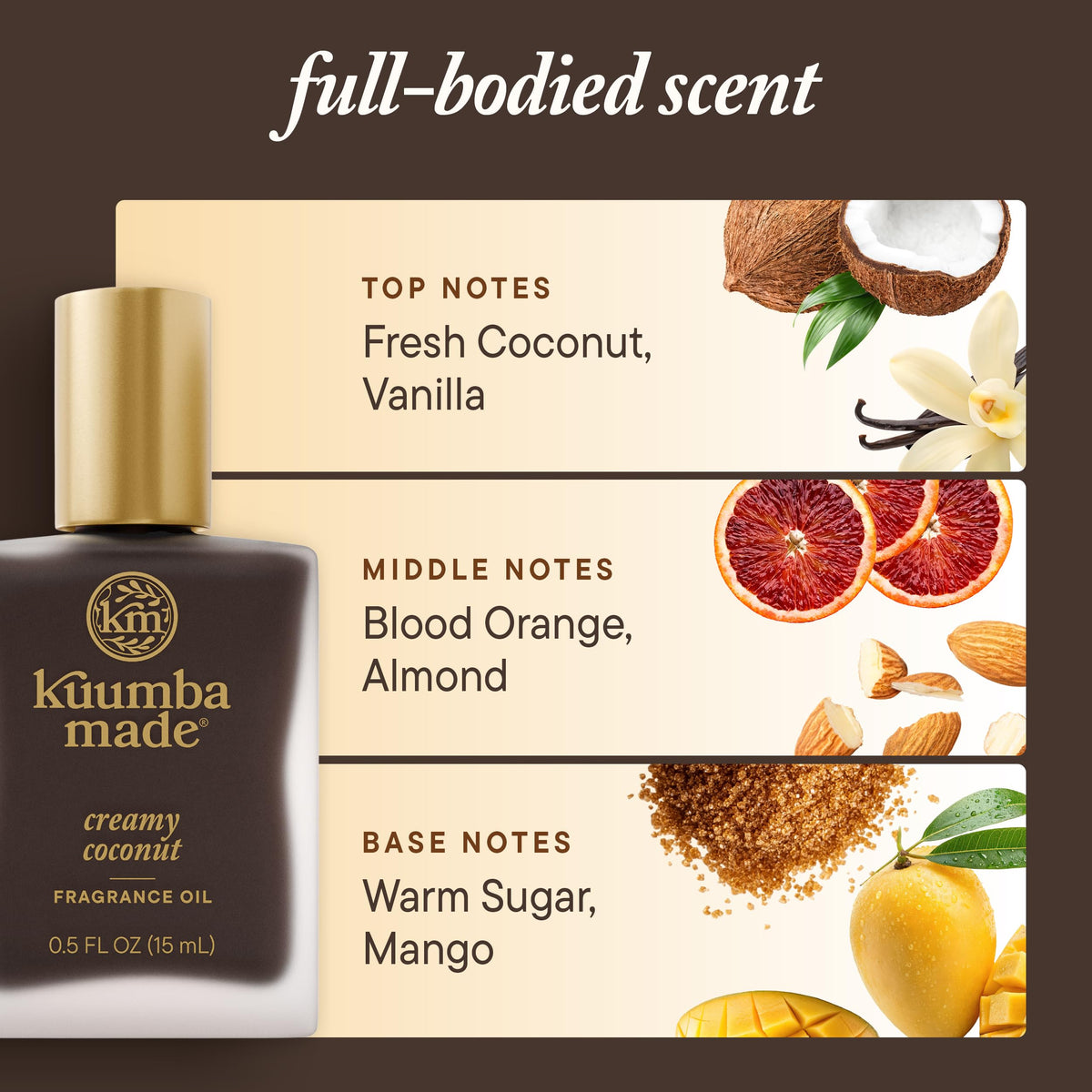 Kuumba Made ingredients label highlighting alcohol-free and vegan benefit