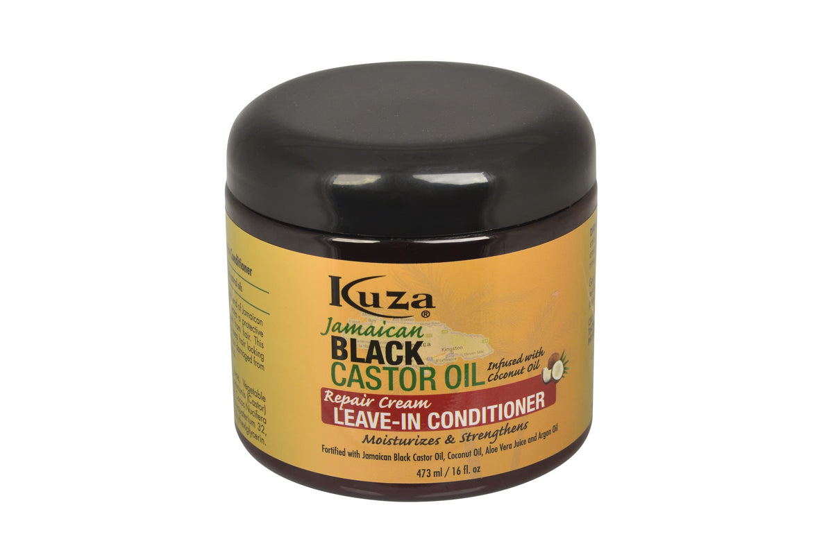 Kuza leave-in conditioner front packaging showing bottle and label benefits
