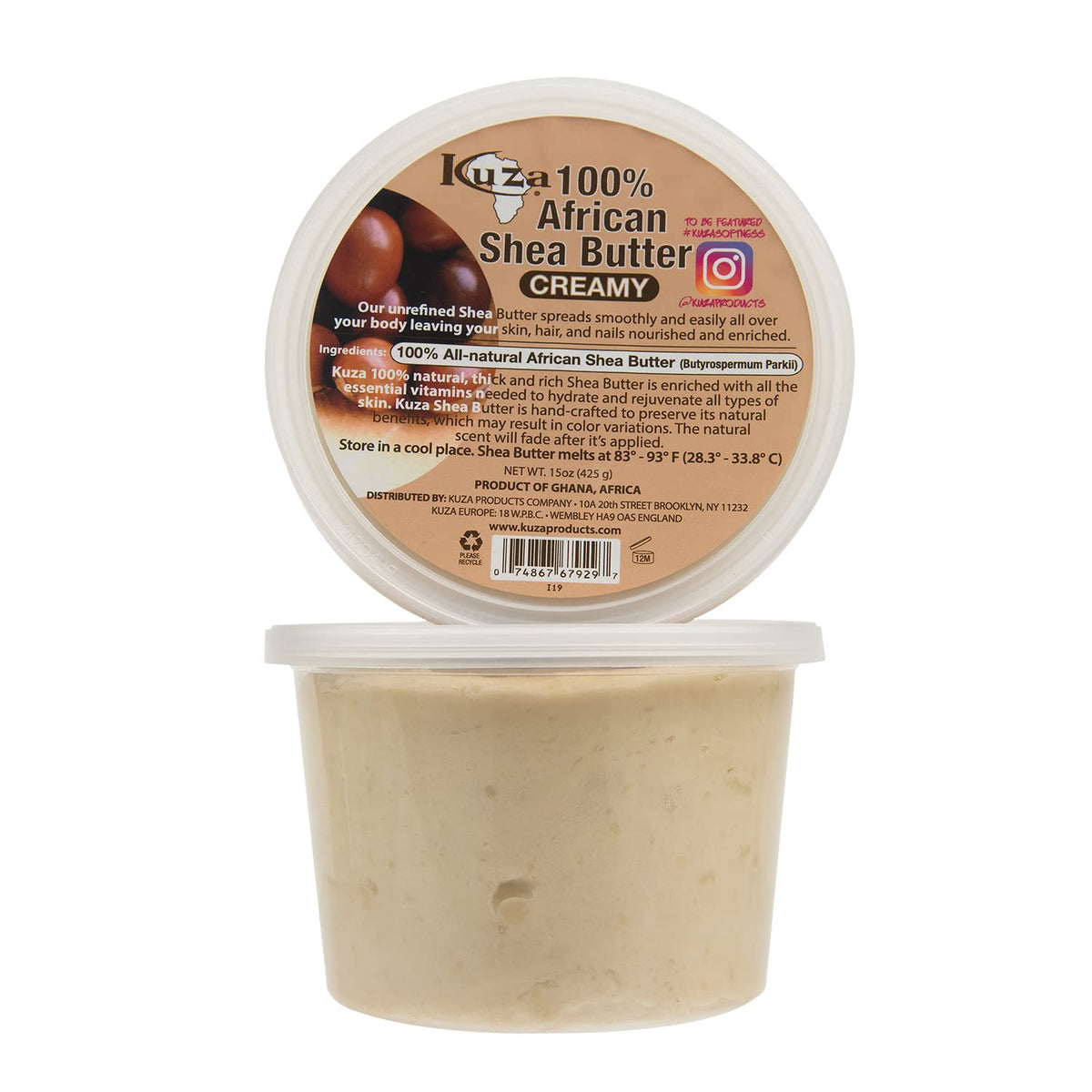 Kuza shea butter creamy white texture close-up demonstrating smooth spreadability for easy application