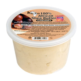 Kuza shea butter front jar showing label and 15oz size for clear product identification and confidence