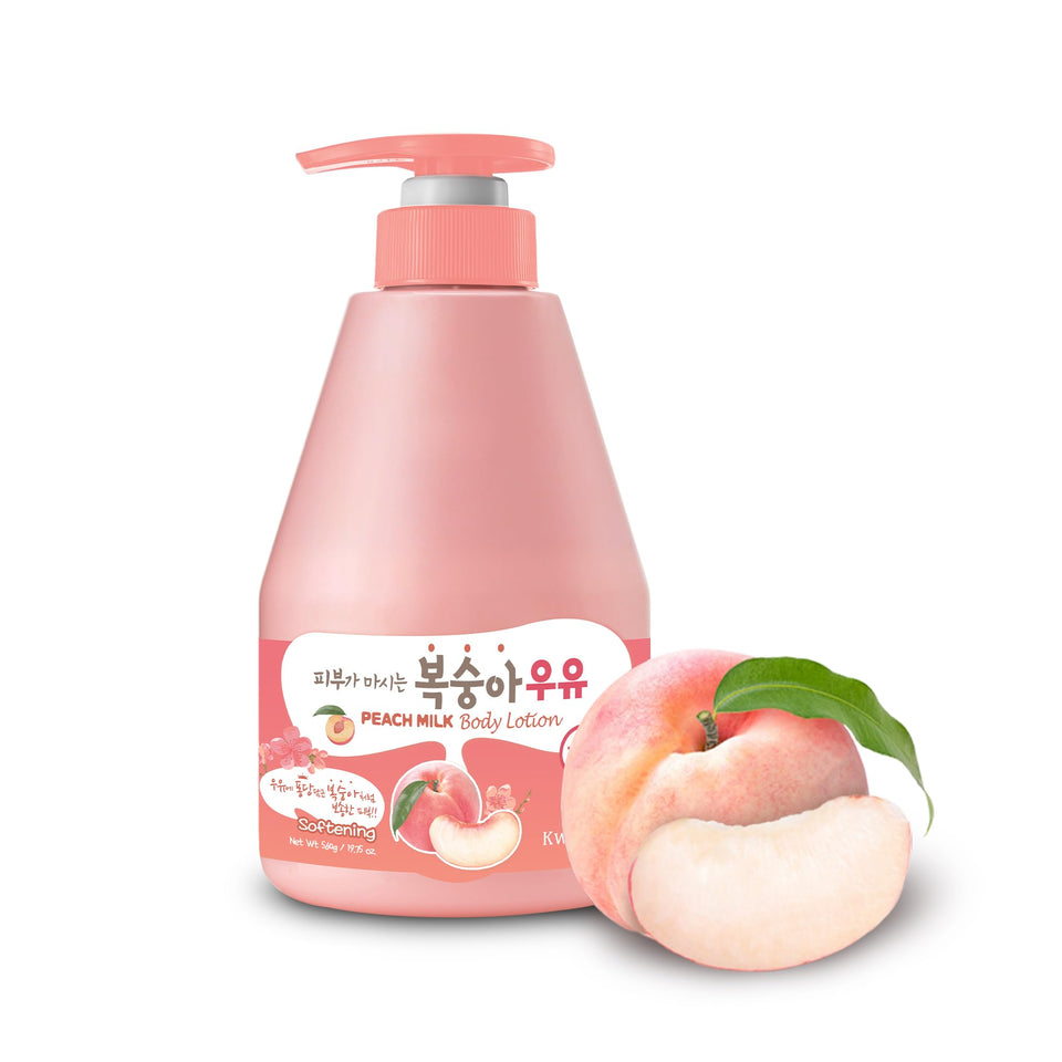 Kwailnara front bottle view showing peach milk lotion and clear benefit