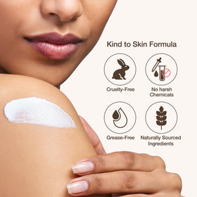 Kwailnara lotion applied to forearm illustrating smooth skin and immediate hydration benefit
