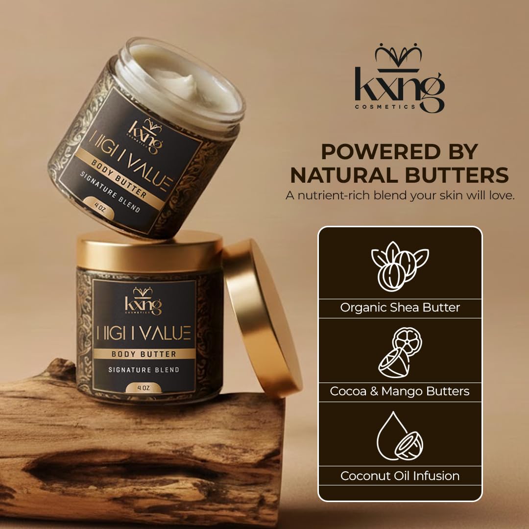 KXNG Cosmetics open jar close-up of whipped butter texture for fast absorption