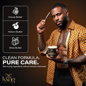 KXNG Cosmetics open jar top view revealing smooth shea butter