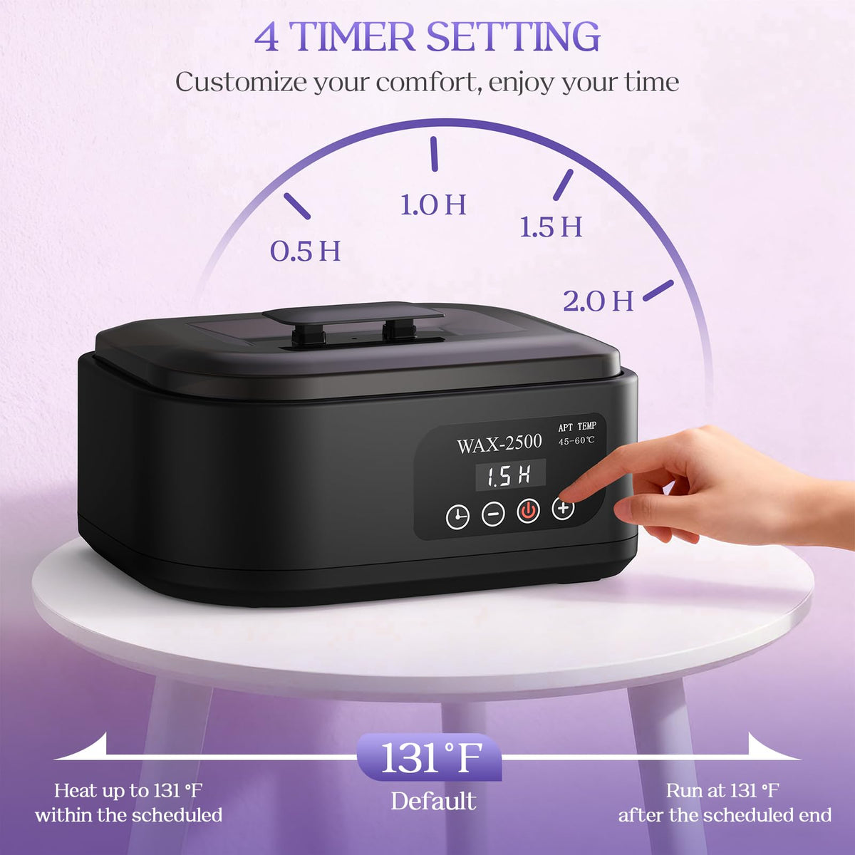 KXOPALYSS digital LCD display and buttons highlighting precise temperature and timer control benefit