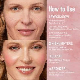 KYDA palette applied on model cheek showing natural glow and age-friendly finish