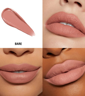 KYLIE model wearing Bare lip kit showing soft matte finish and defined shape