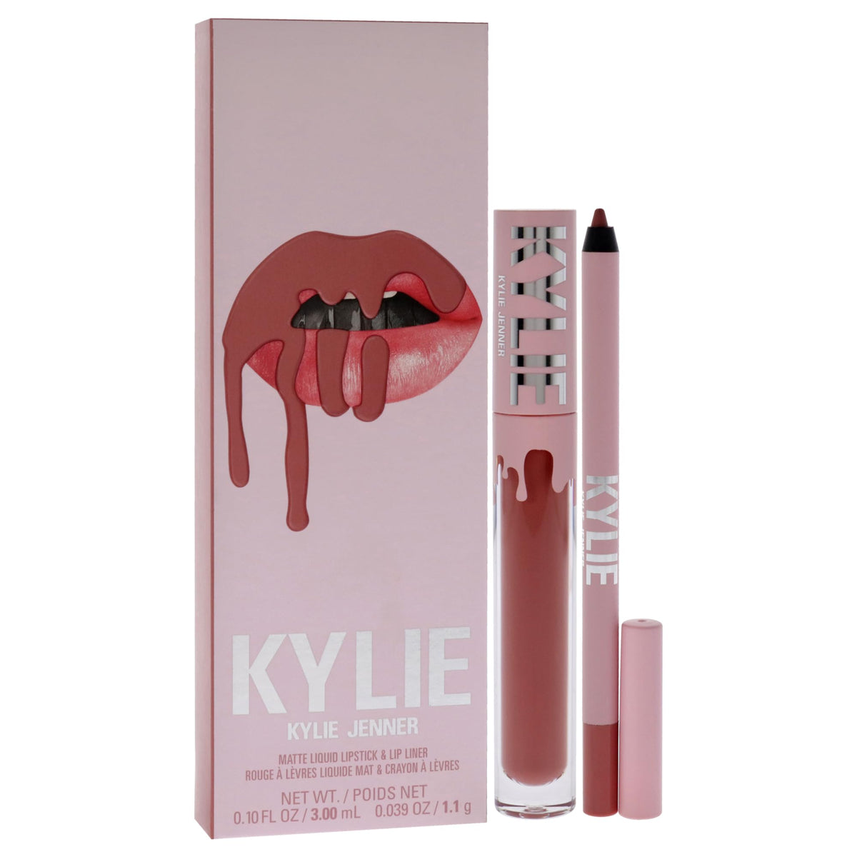 KYLIE model wearing 301 Liquid Angel demonstrating long-wear matte look
