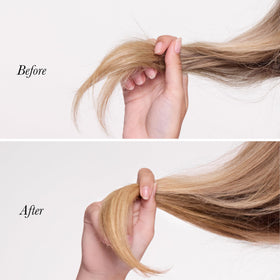 L'ANGE HAIR application on hair ends demonstrating targeted split end sealing benefit