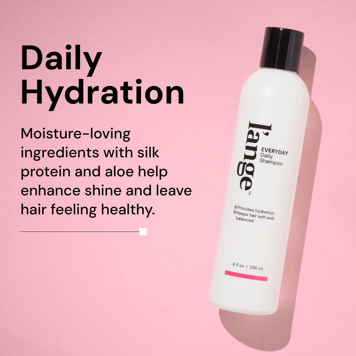 L'ANGE HAIR pump dispensing gentle foam for easy, lightweight cleansing