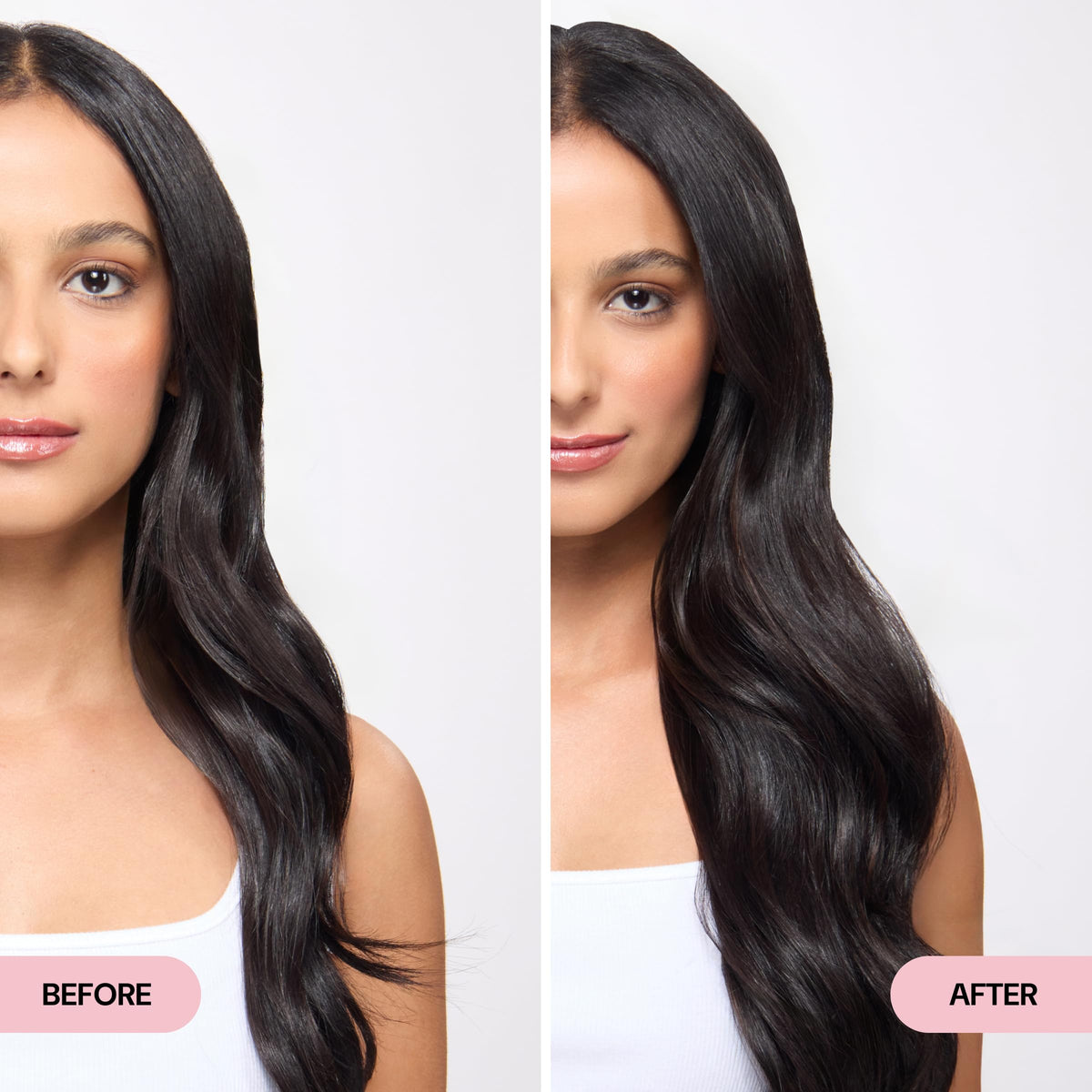 L'ANGE HAIR before and after roots showing reduced oil and added volume