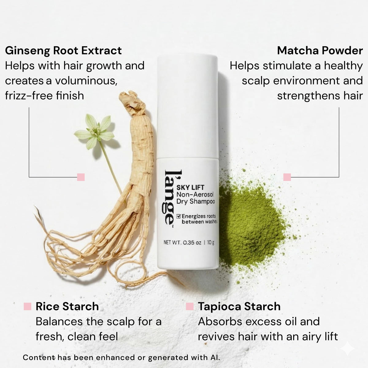 L'ANGE HAIR close-up powder texture highlighting oil-absorbing starches