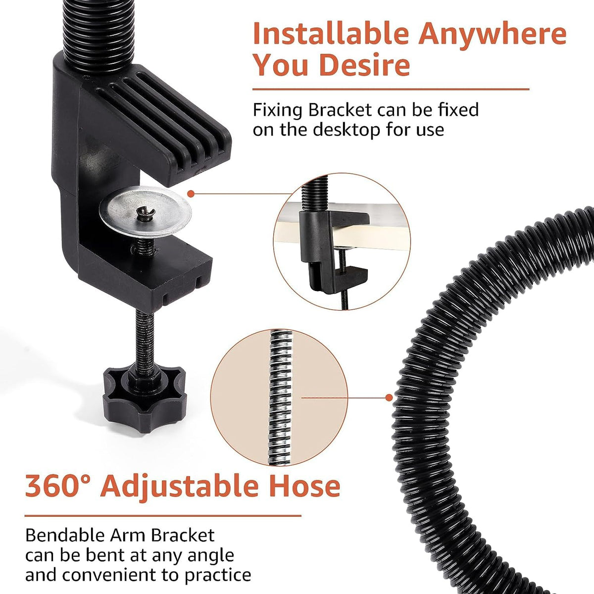 L-Bulice mounted on table clamp showing stainless-steel handle and secure screw fixing benefit