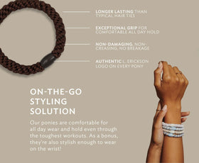 L. Erickson ties in a gym bag lifestyle shot showing convenience and durability benefit