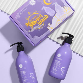 L LUSETA argan oil and biotin flatlay illustrating natural ingredients and nourishment