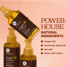 L LUSETA oil applied on hands demonstrating easy absorption and non-greasy finish