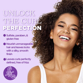 L LUSETA before and after on curly hair showing frizz reduction benefit
