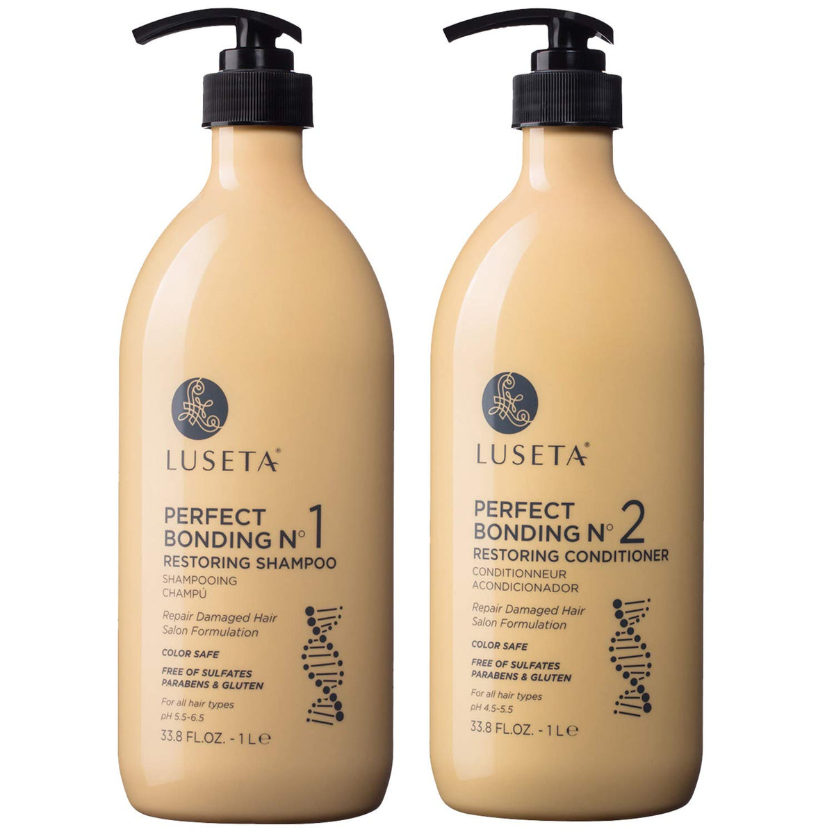 l luse ta front packaging showing two large bottles, clear product identity and value