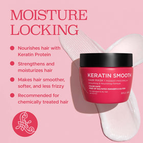 L LUSETA label close-up highlighting key keratin benefits and ingredients