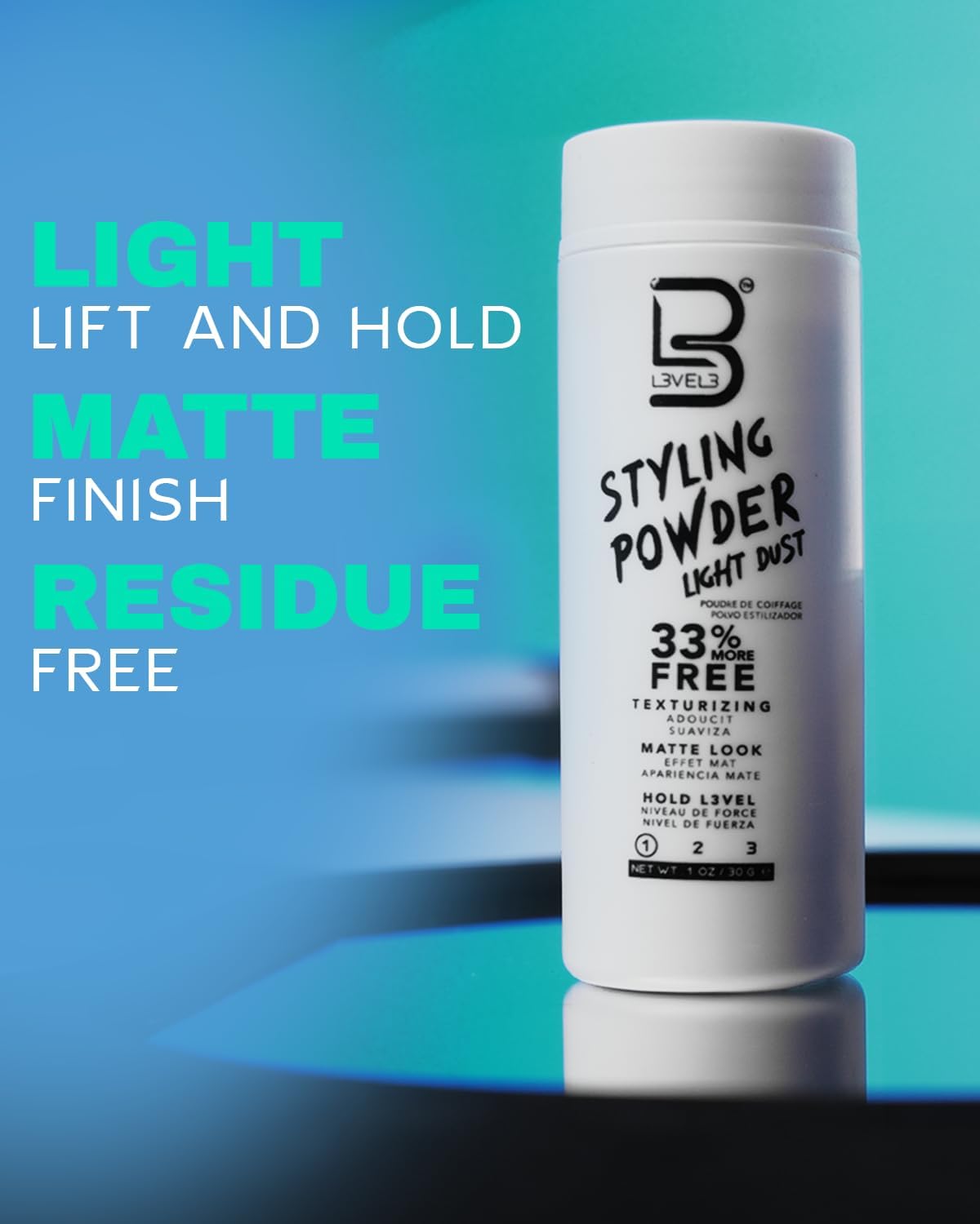 L3 applying powder at roots delivering instant lift and volume