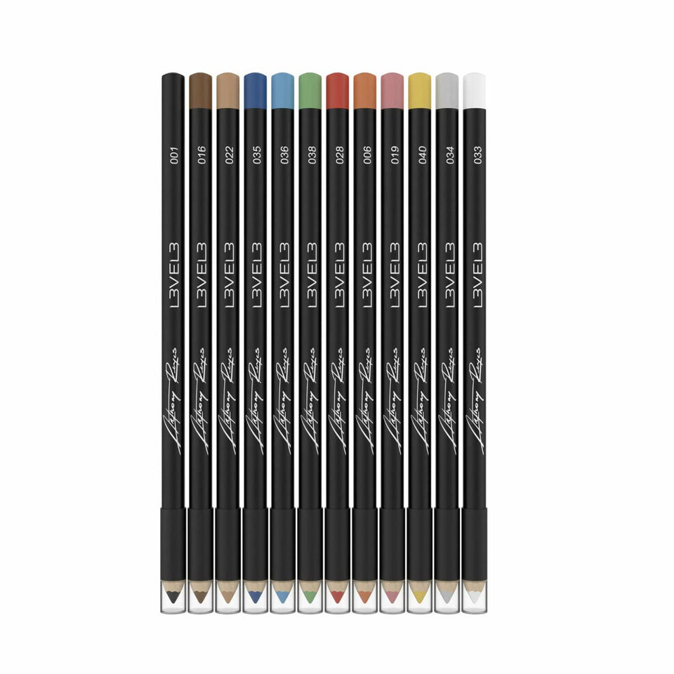 L3 front packaging showing the 12-color barber pencil set and clear benefits