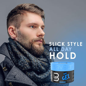 L3 styled pompadour on model demonstrating strong hold