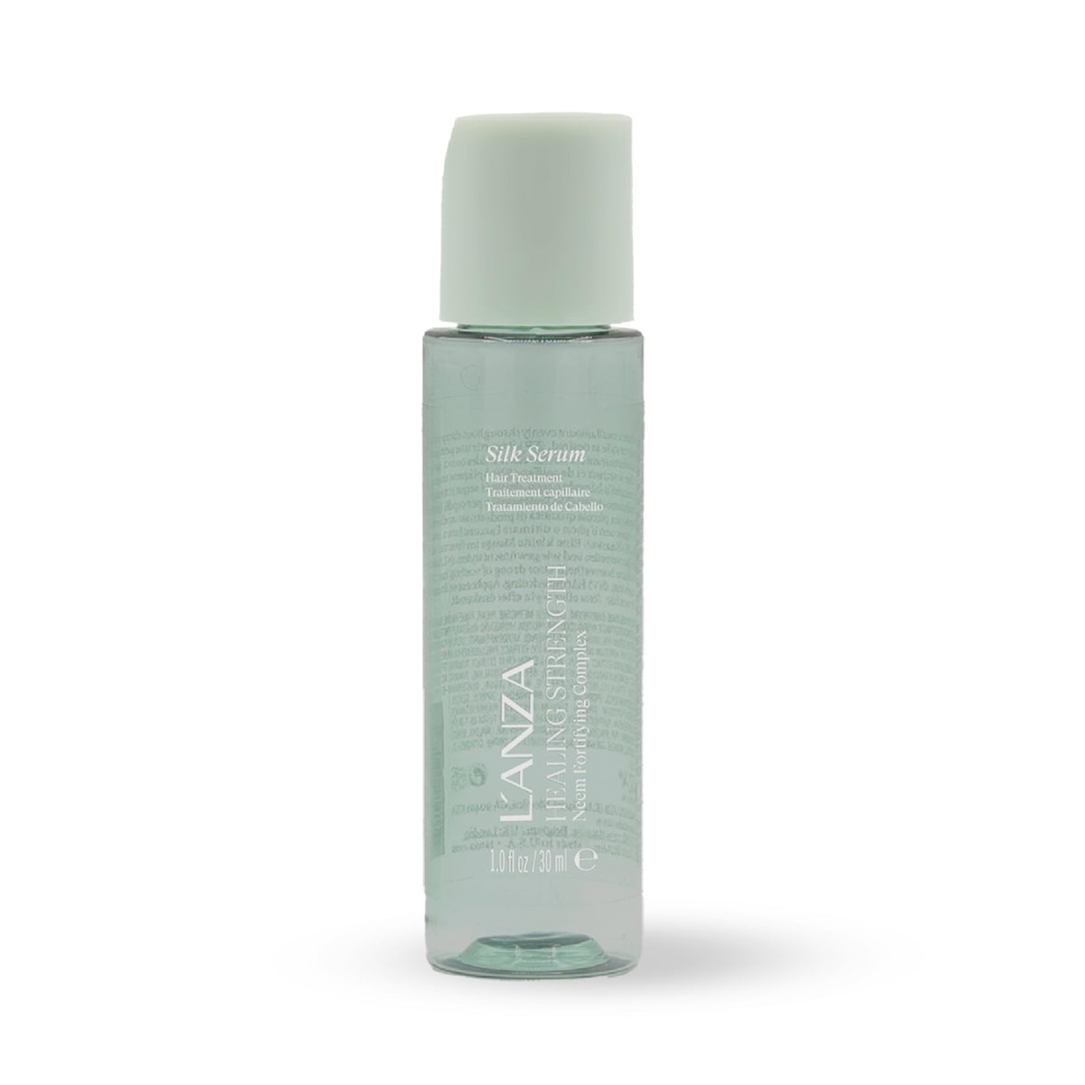 L’ANZA front packaging of silk serum showing compact travel bottle and benefits