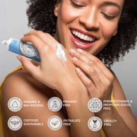 La Chatelaine hand application demonstrating fast-absorbing moisturizing benefit
