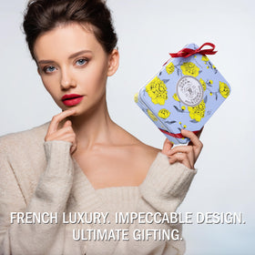 La Chatelaine lemon verbena tin open with creams, portable and travel-ready