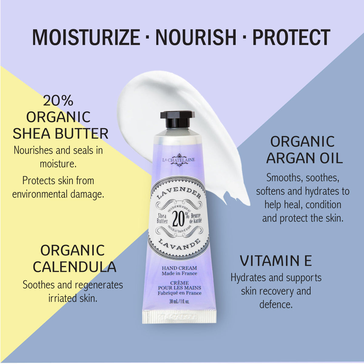 La Chatelaine lychee bilberry lotion being dispensed, quick-absorbing moisture