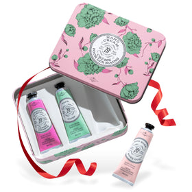 La Chatelaine trio tin front packaging showing gift-ready design and elegant label benefits