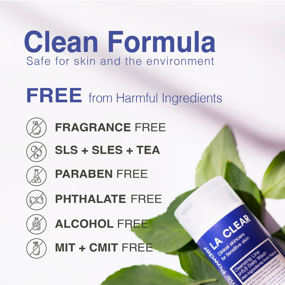 La clear applied as a paste mask on cheek showing deep cleansing action